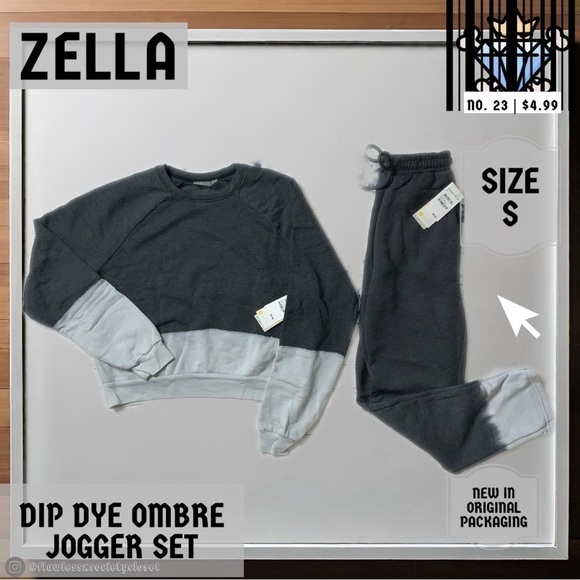 ZELLA WOMENS JOGGER AND SWEATER SET IN GRAY OMBRE COLOR SIZE SMALL ATHLEISURE - Picture 3 of 17